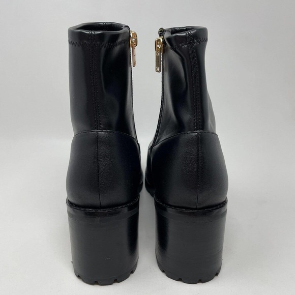 COACH Joy Lug Sole Booties Boots Womens 10 Black Leather Chunky New - Picture 8 of 10